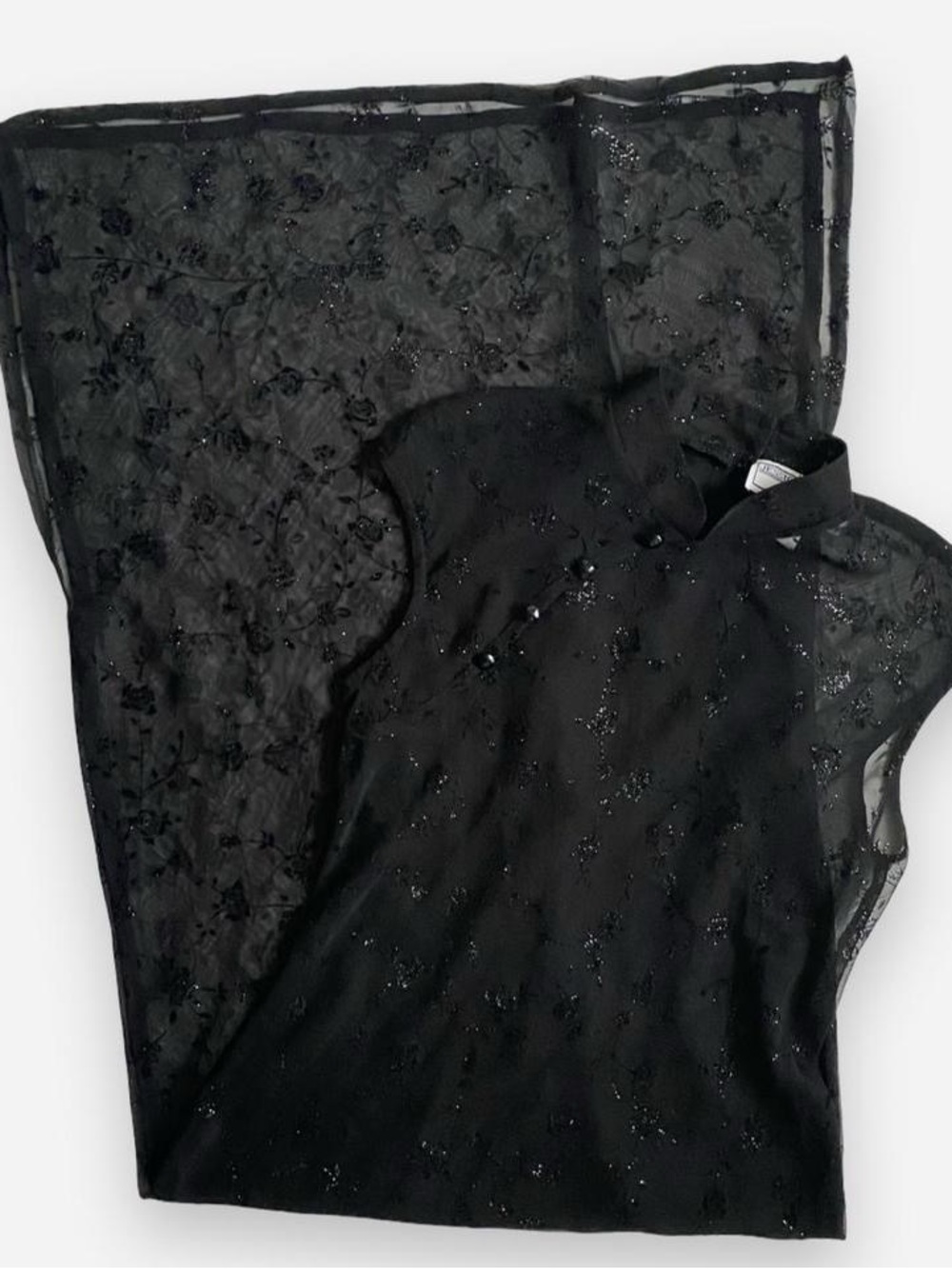Vintage 90s sparkly black floral maxi dress